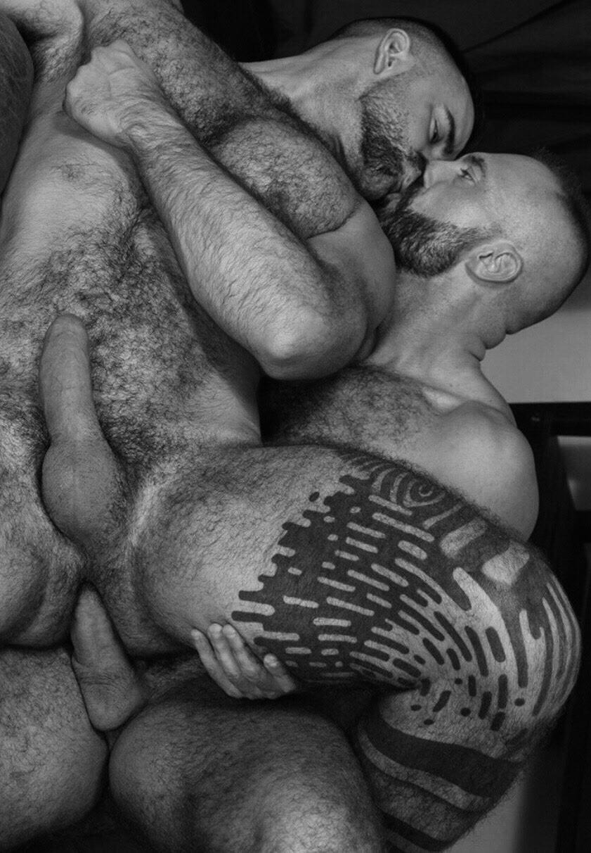 Gay orgia with three men