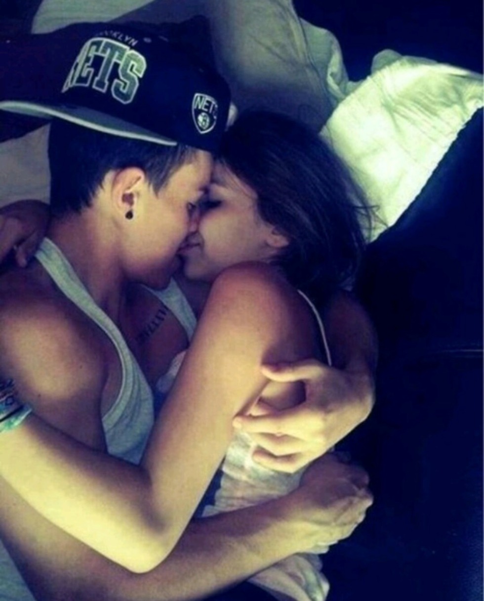 The girl jumped onto the guy