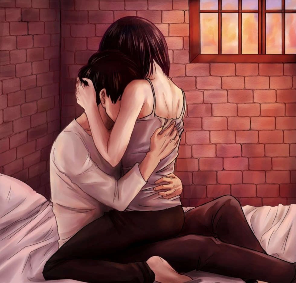 Anime girl with bandages in her arms