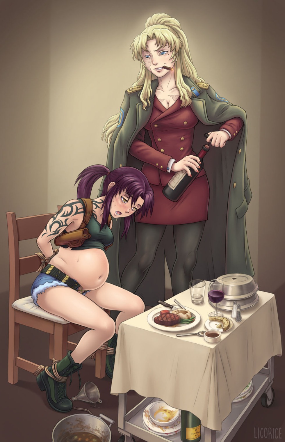 BDSM Stouffing of the FORSE FEED abdominal