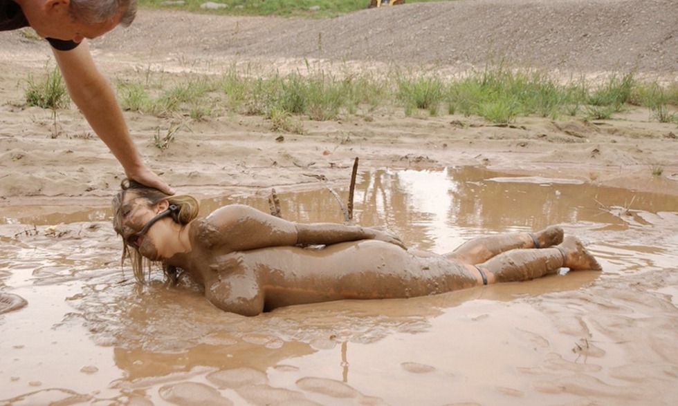Girl sinking in unsteady sands