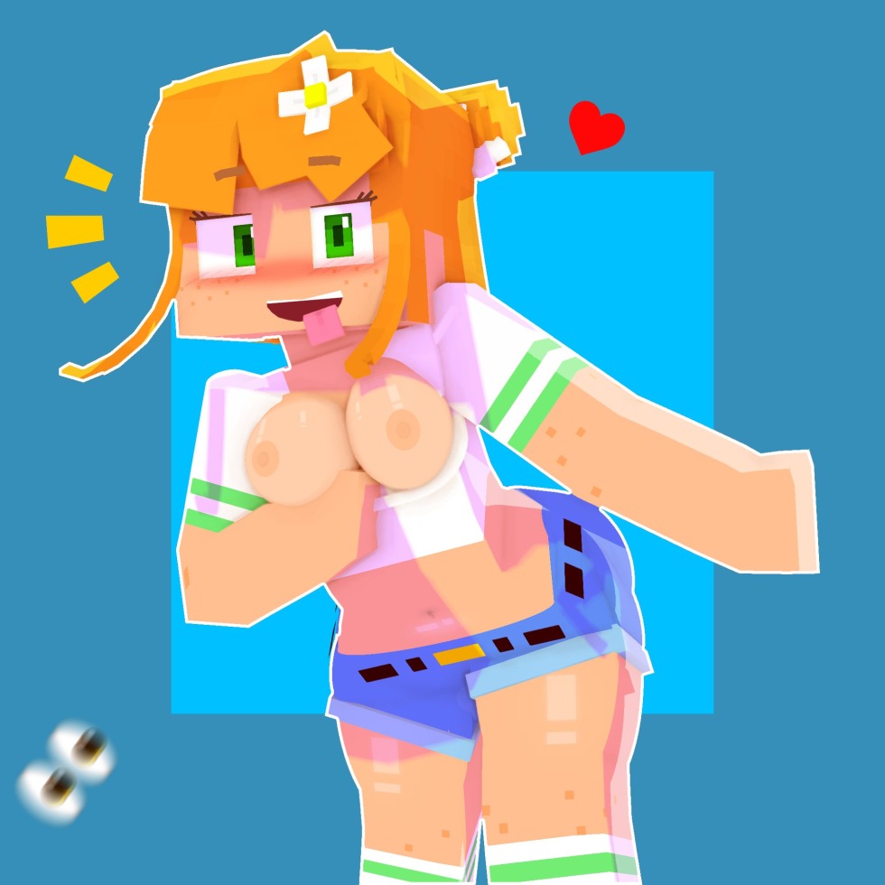 Alex in Minecraft with a big booty, boobs