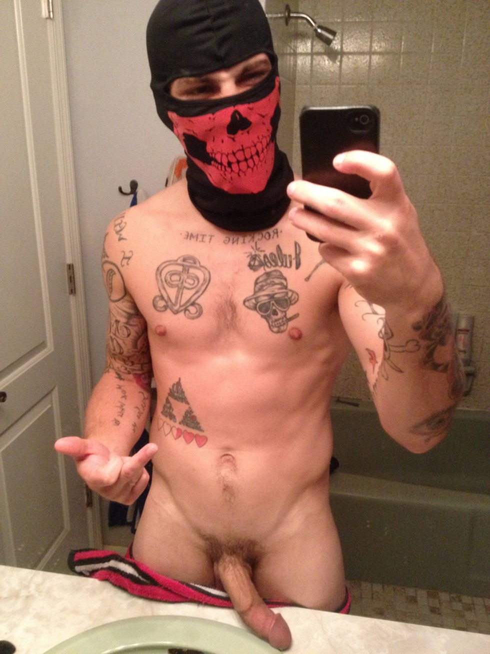 Naked men in masks with huge dicks