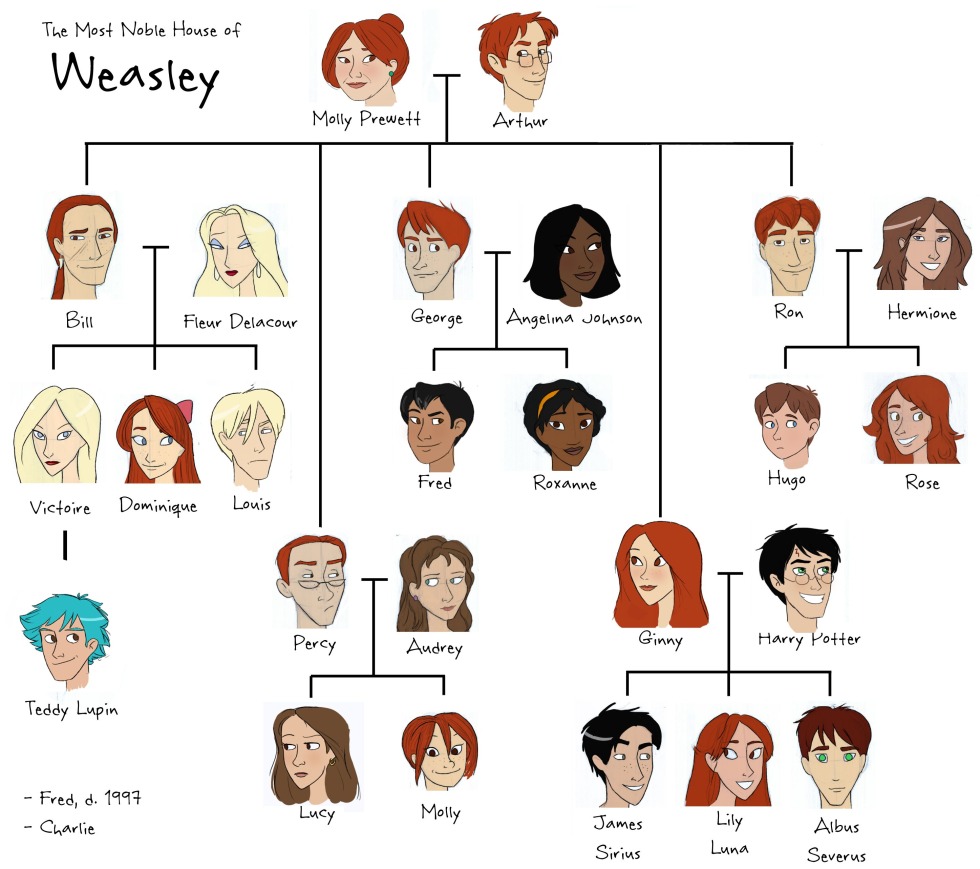 The genealogical tree of the Weasley family