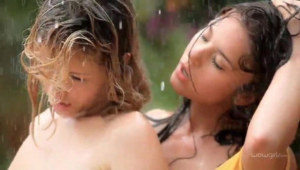 Guerlain and Madonna kissing lesbian