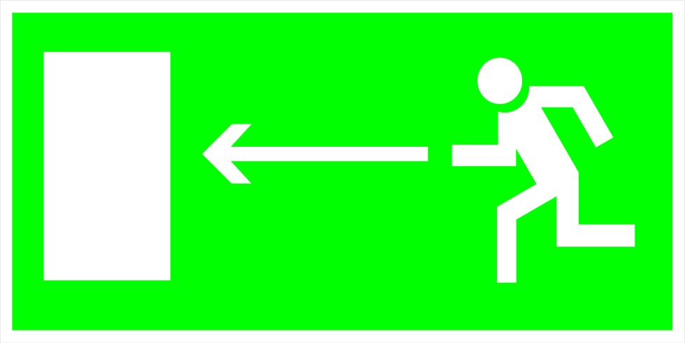 E12 sign "Direction to the evacuation exit directly