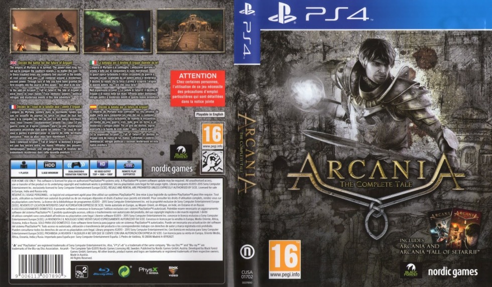 Arcania The Complete Tale PS3 cover