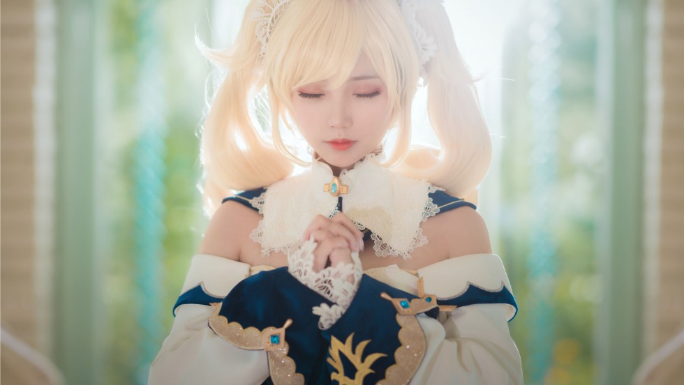 Girl in anime cosplay dress
