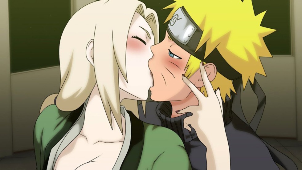 Naruto and Tsunade kiss the lips