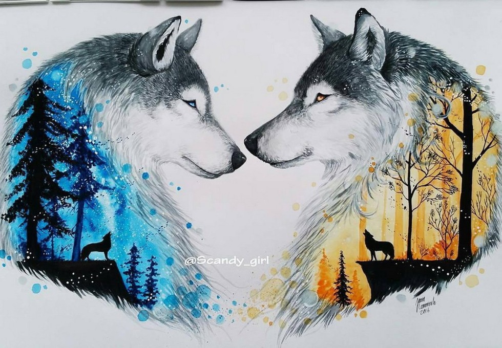 Wolf and girl