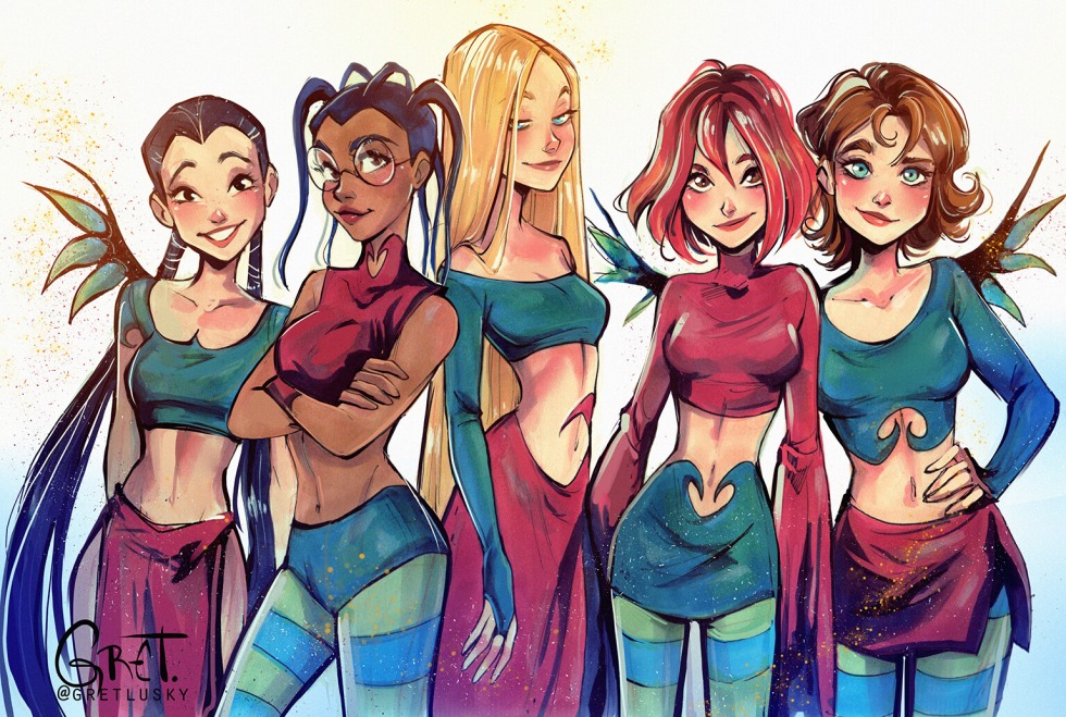 Red -haired girl drawing