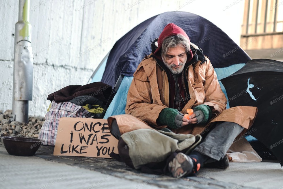Homeless in the city photo shoot