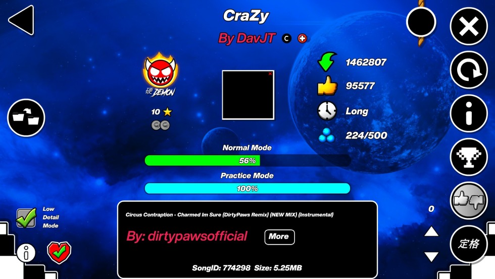 The lightest hard demon in the geometry Dash