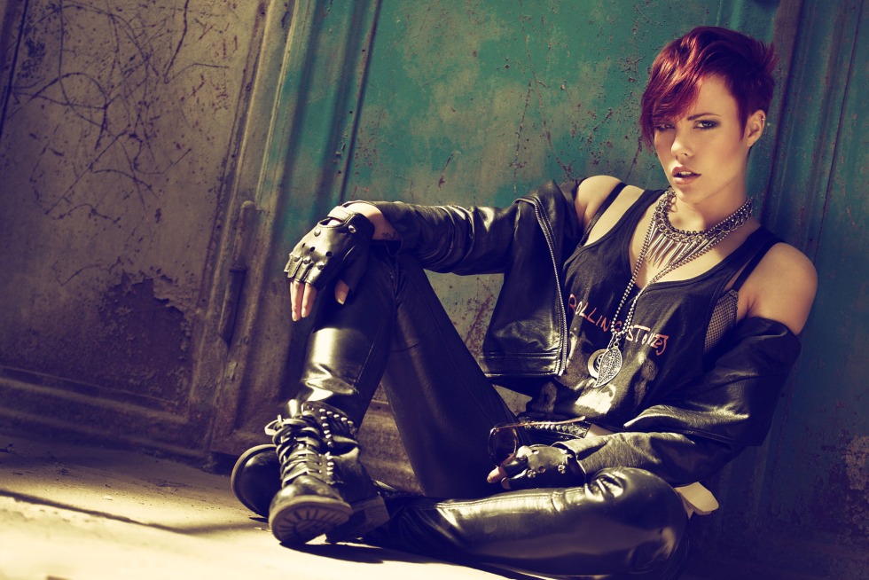 Cleaned girlish leather pants