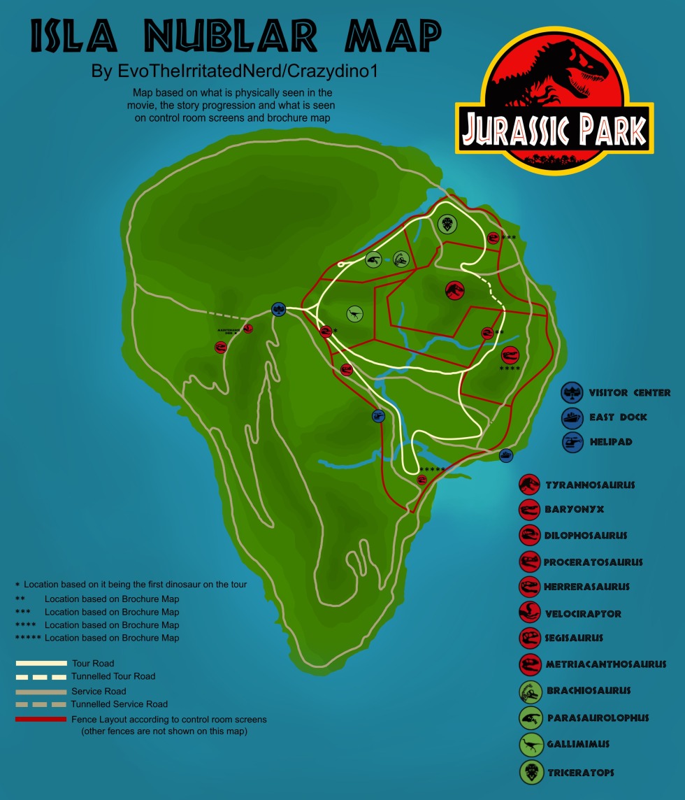 Map of Isla Nublar Mira of the Jurassic period