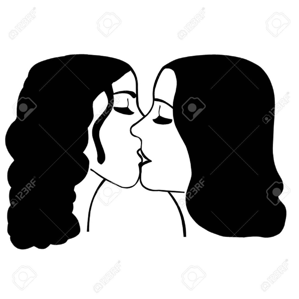 Silhouettes with a pencil of lesbian