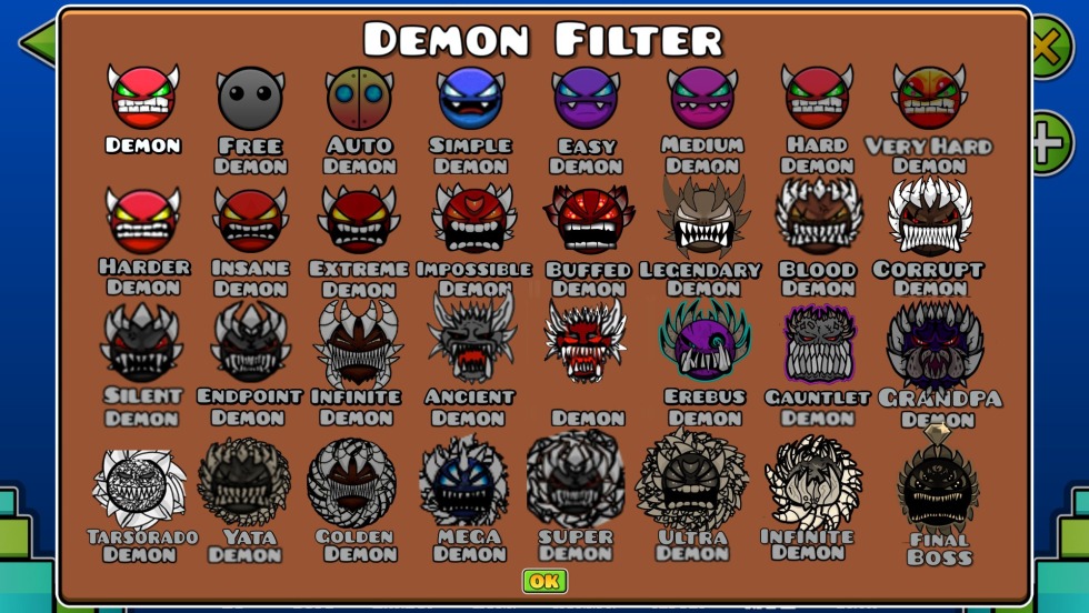 Geometry Dash Difficulty Demons