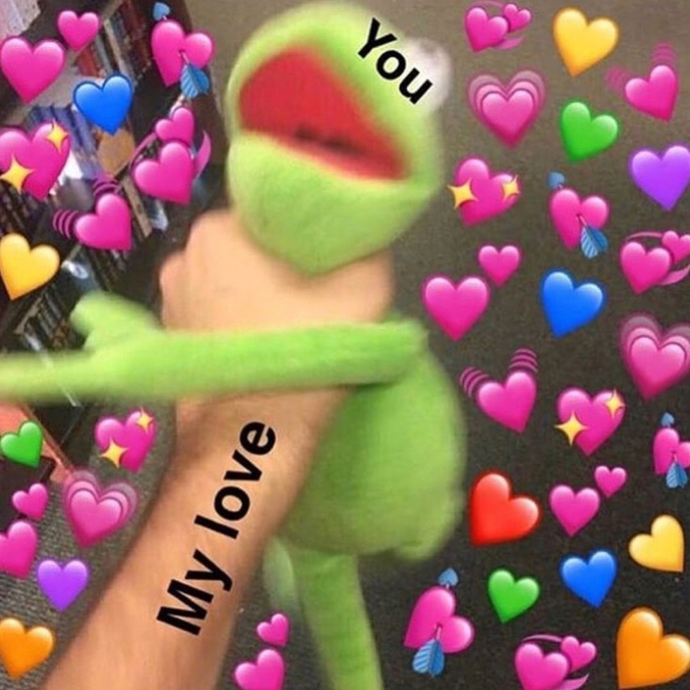 A lot of hearts meme