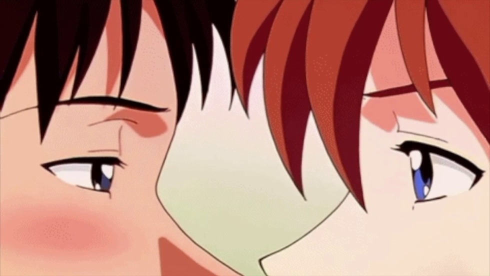 Evangelion Shinji Asuka kiss