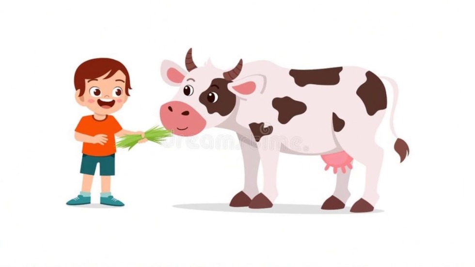 Boy with a cow Illustration