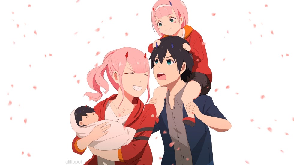 Zero Two in an anime tracksuit