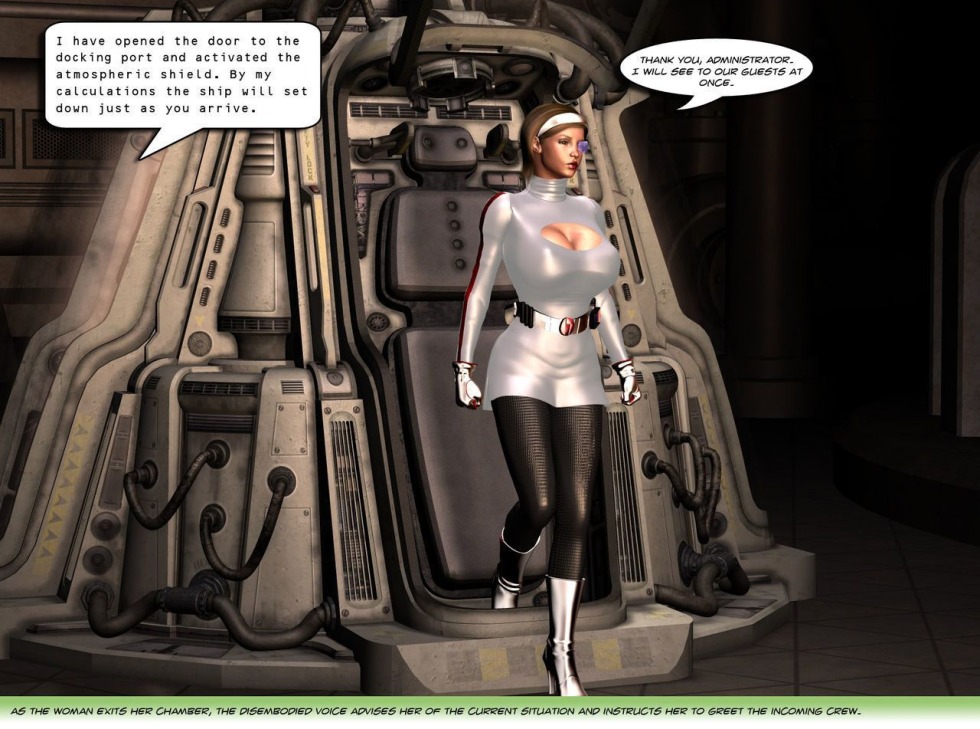 Busty Space Girl Inserting Rifle in Pussy