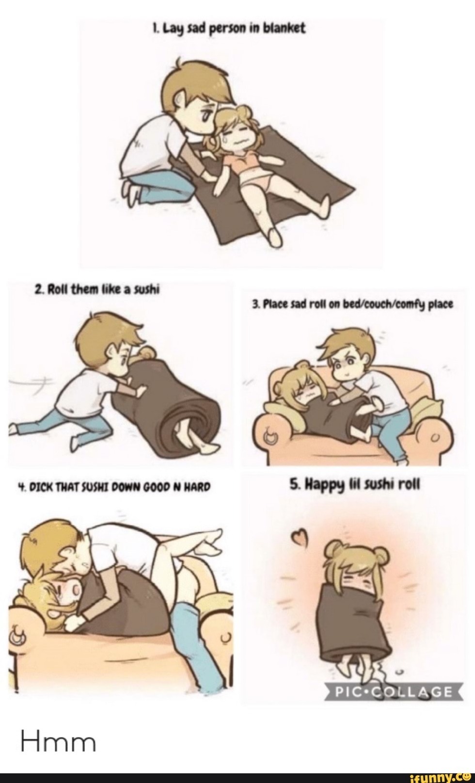 Anime fell on the bed