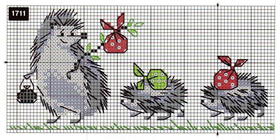 Cross embroidery hedgehogs scheme
