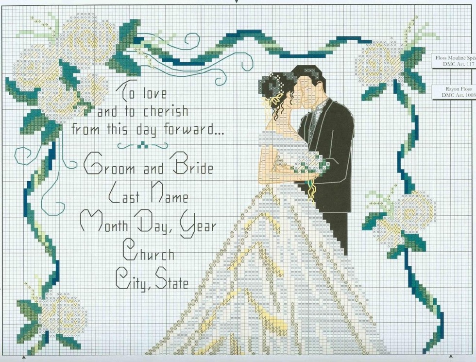 Wedding metric cross stitch scheme