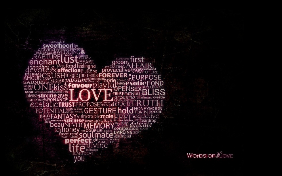 Quotes on a black background about love