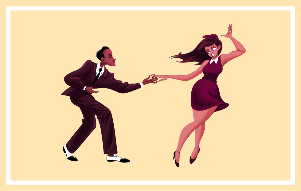 Dancing in the style of Lindy Hop