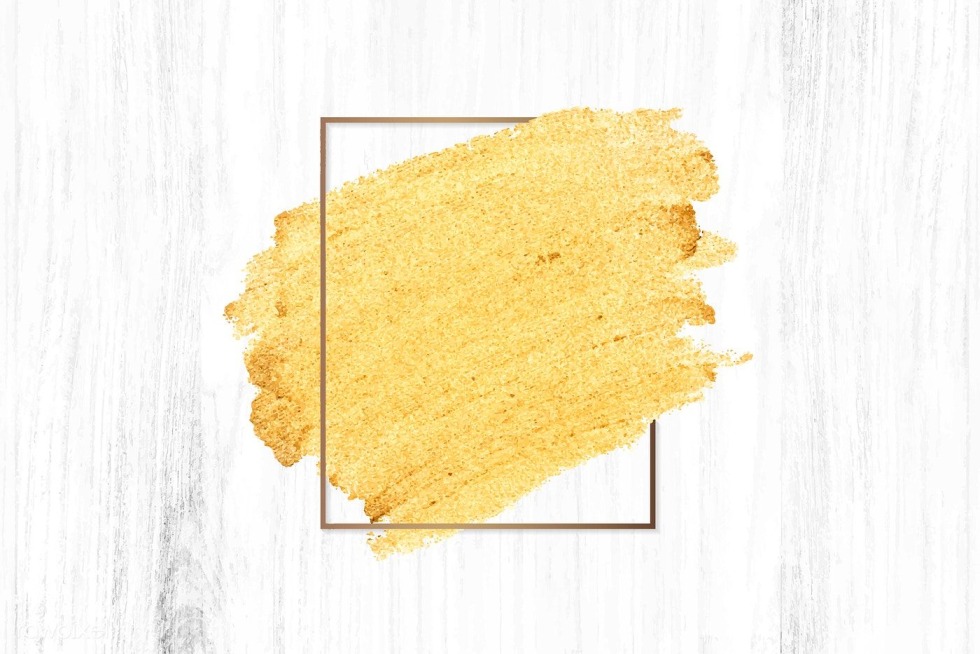 Rectangular gold frame with oval in the center