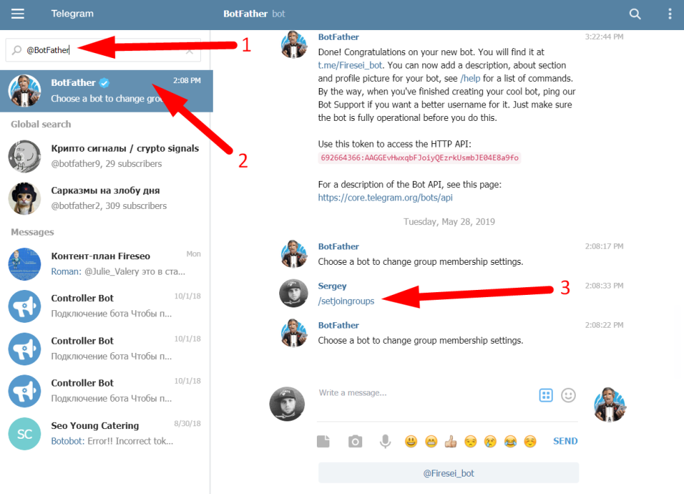 Bot for the group in telegram