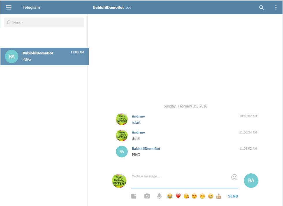 Telegram message template