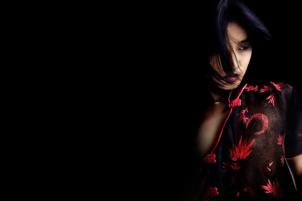 Black background girl