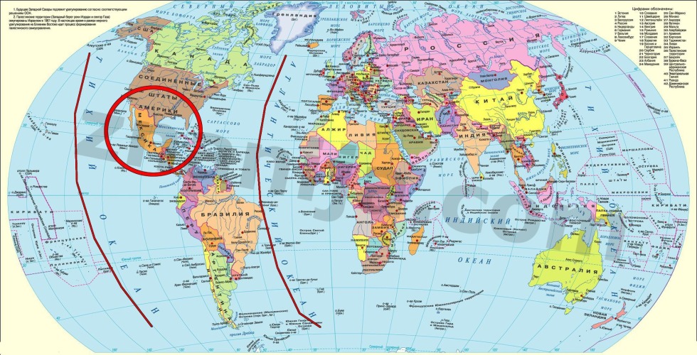 Political map of the Western Hemisphere