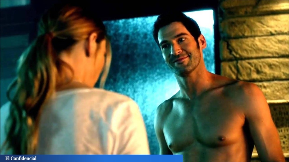Tom Ellis in the pool