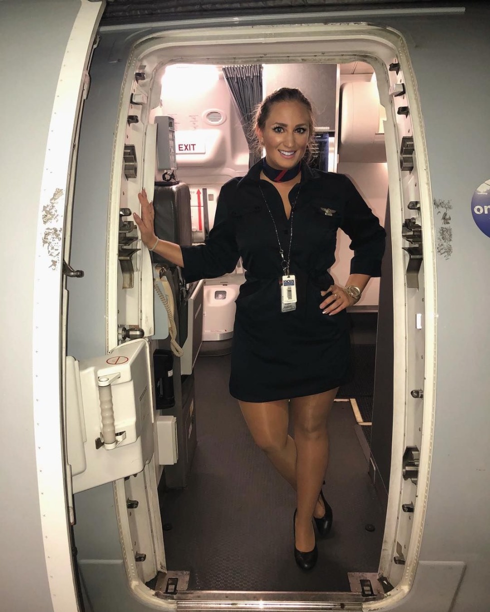 Girl in the cabin of the plane