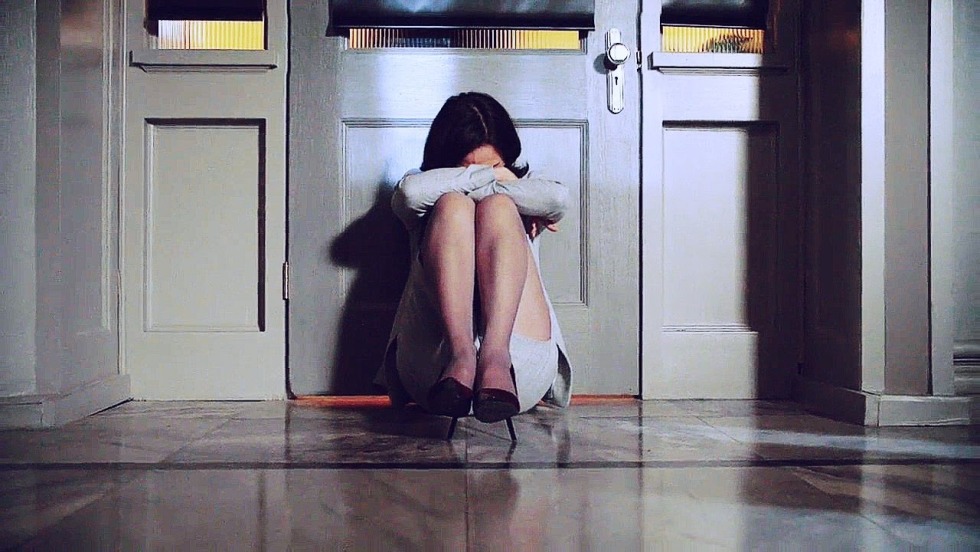 The guy is squeezing with a girl