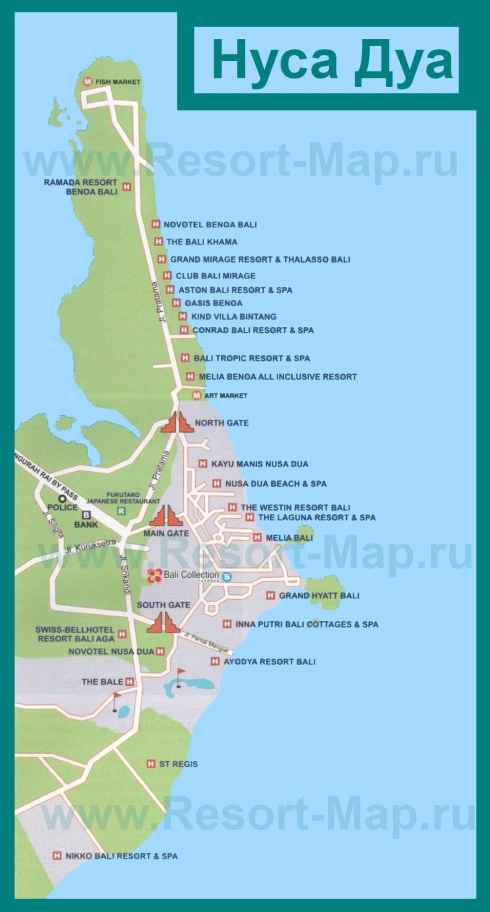 Nusa Dua Bali beach on the map