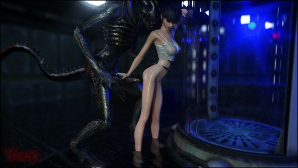 Undressed girl and aliens