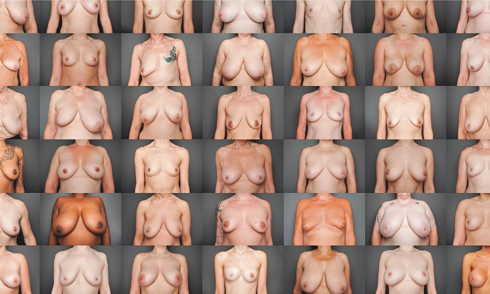Naked women with different forms of breasts